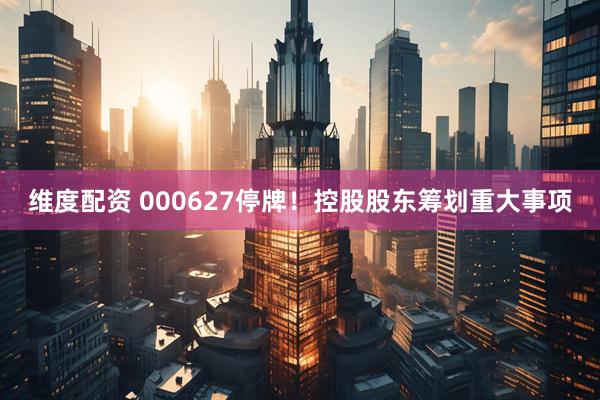 维度配资 000627停牌！控股股东筹划重大事项
